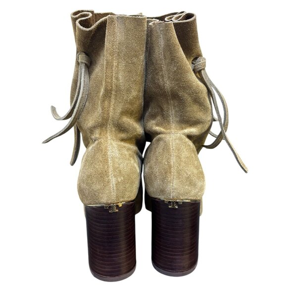 Tory Burch Suede Brown Block Heel Booties Size 7.5 - Picture 4 of 14